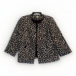 Chico's Women’s Animal Print Jacquard Open Front Blazer Jacket Sz 8/10(1)